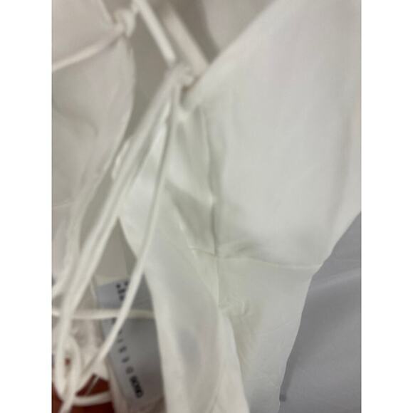 ASOS DESIGN cami wrap mini dress with lace-up back in white size 8 - Picture 5 of 7